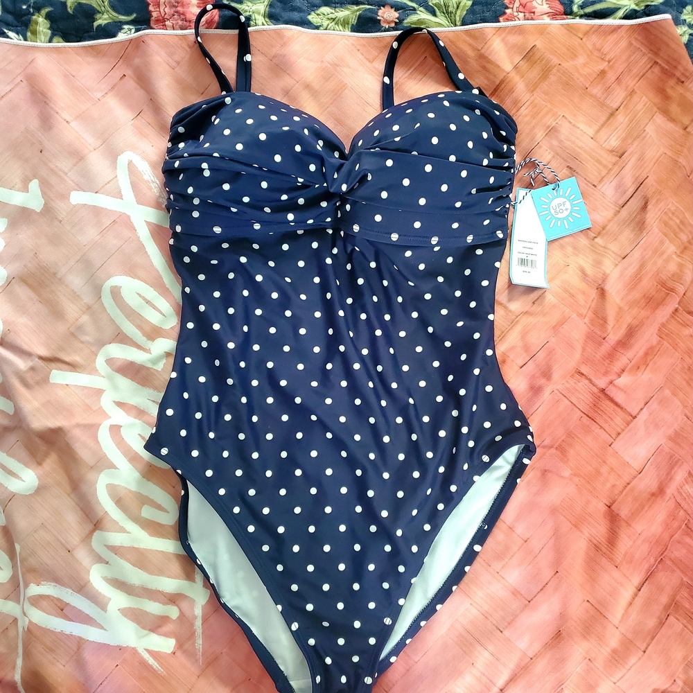 Navy Polka Dot One-Piece Swimsuit